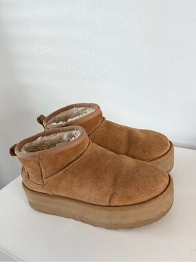 UGG Chestnut Suede Platform Boots